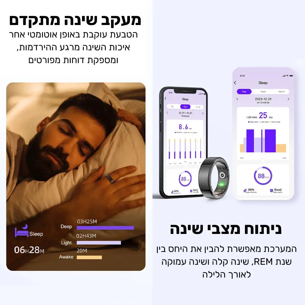 טבעת חכמה Uhoofit R10 – ניטור בריאות, דופק ושינה