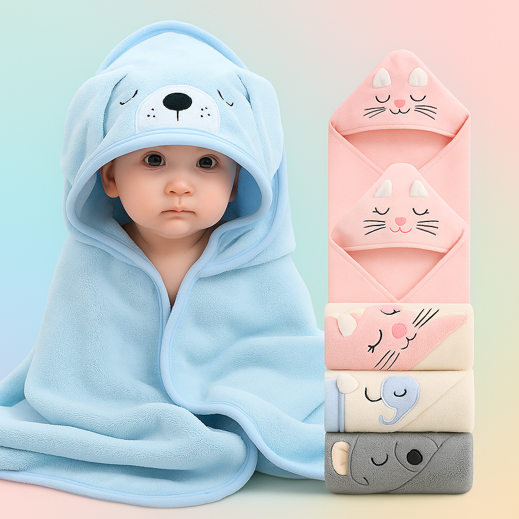 מגבת רחצה מחבקת לתינוקות-לשמירה על חום ונוחות